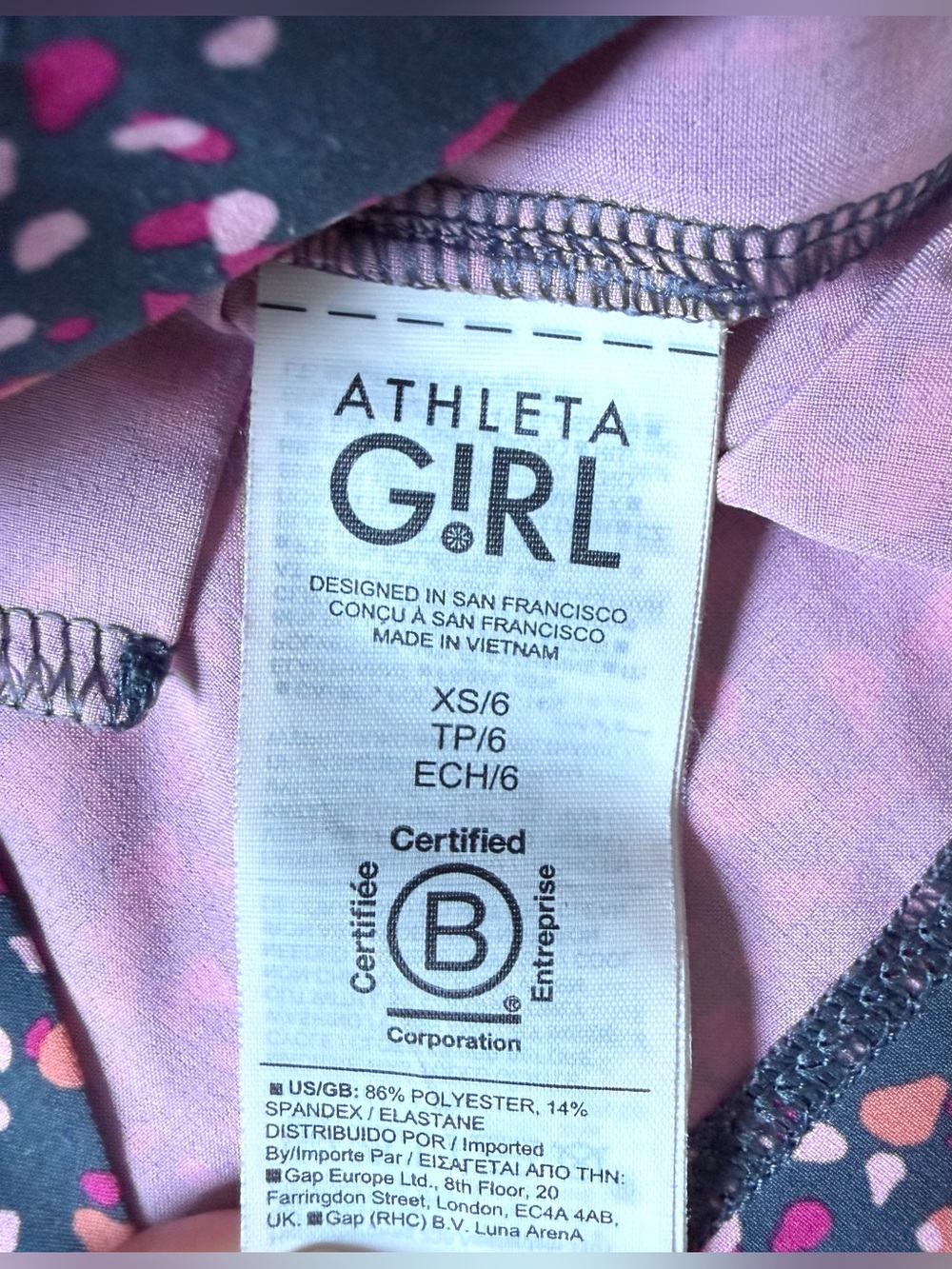 Athleta Girls Play More Romper | Purple Pink Print Size 6 | Active Romper - Picture 9 of 9